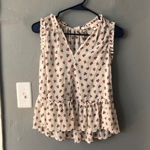 Gap slightly sheer white floral tank top, size XS petite
